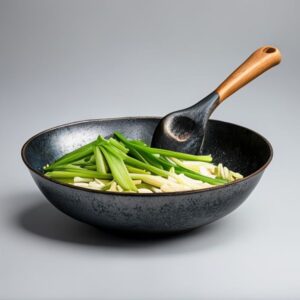 hand hammered carbon steel wok 30cm